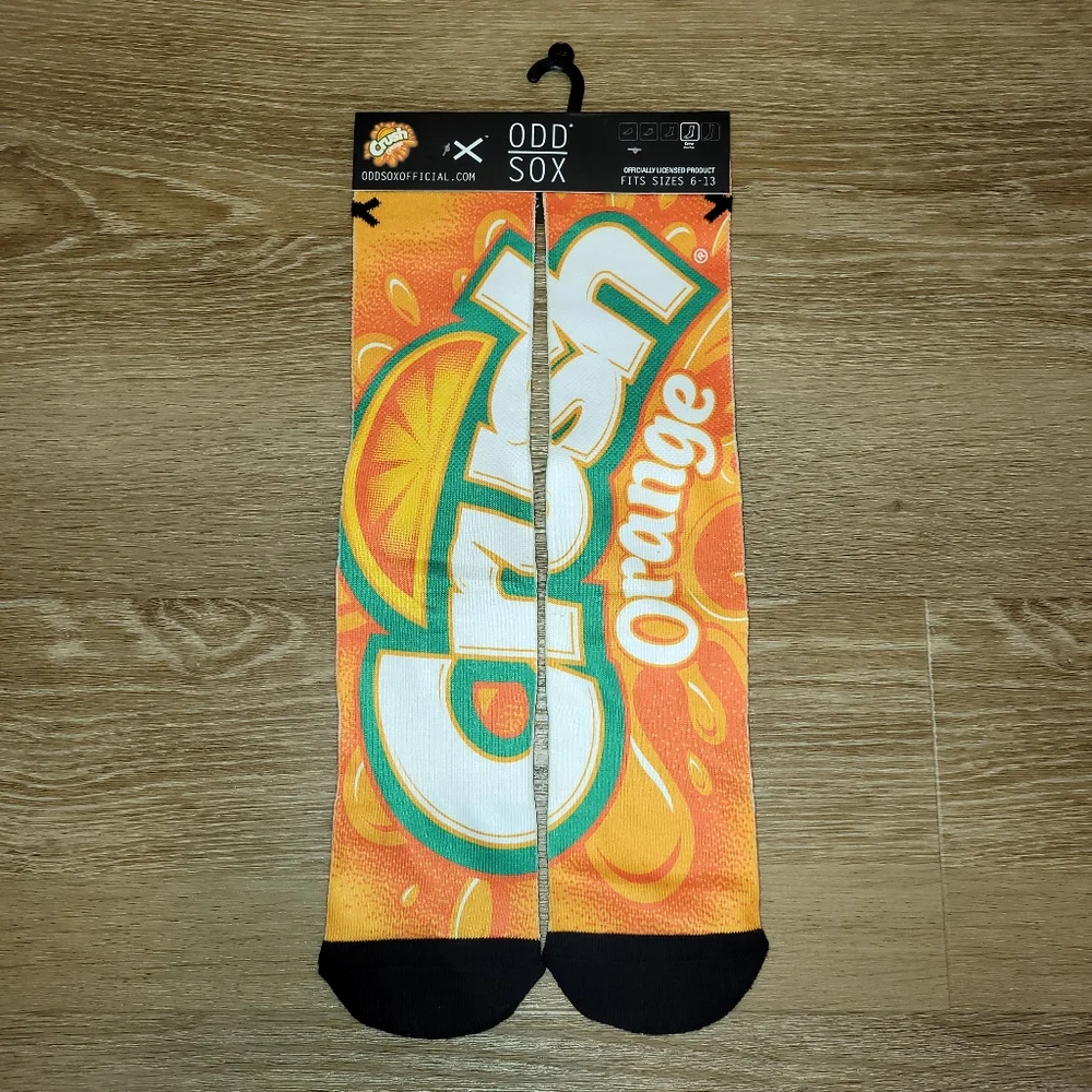 Odd Sox Orange Crush Soda Pop Adult Size 6-13 Crew Socks New